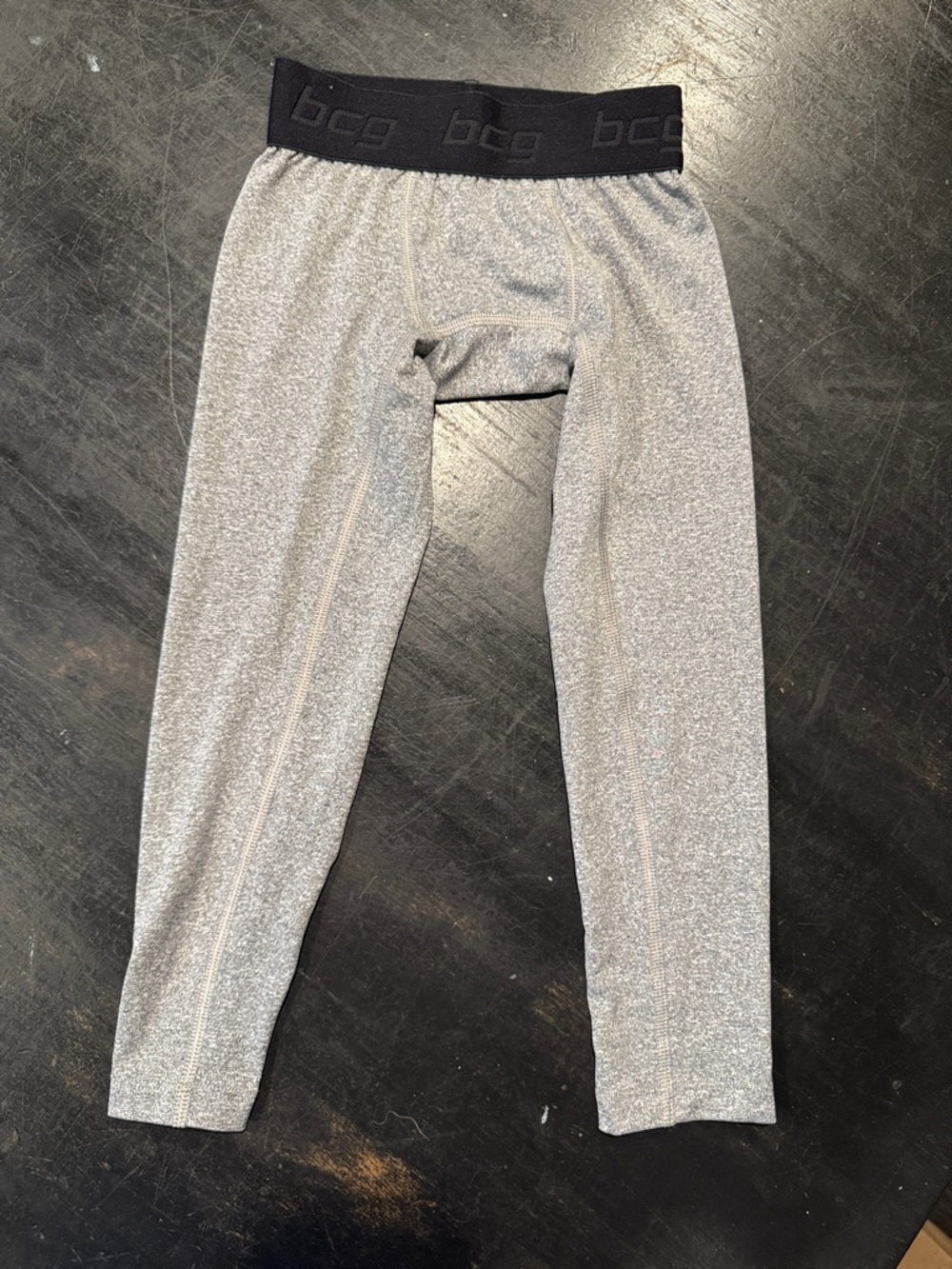bcg Grey Compression Leggings with Black Branded Waistband Youth XS (6-7)